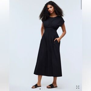 Madewell Kaya Smocked-Waist Midi Dress in Stripe Seersucker